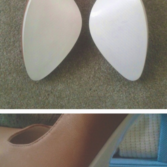 Tan almond toe platform stilettos rare find - Picture 2 of 2